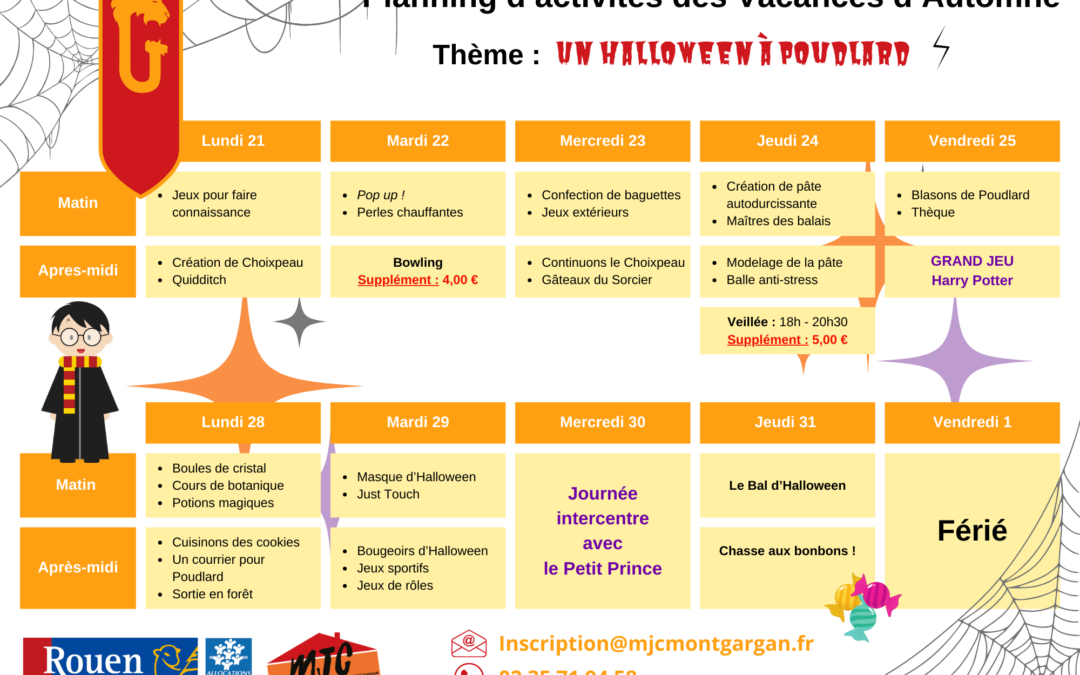 CENTRE DE LOISIRS : Programme des vacances d’automne | Octobre 2024